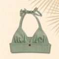 Top verde lino nudo espalda